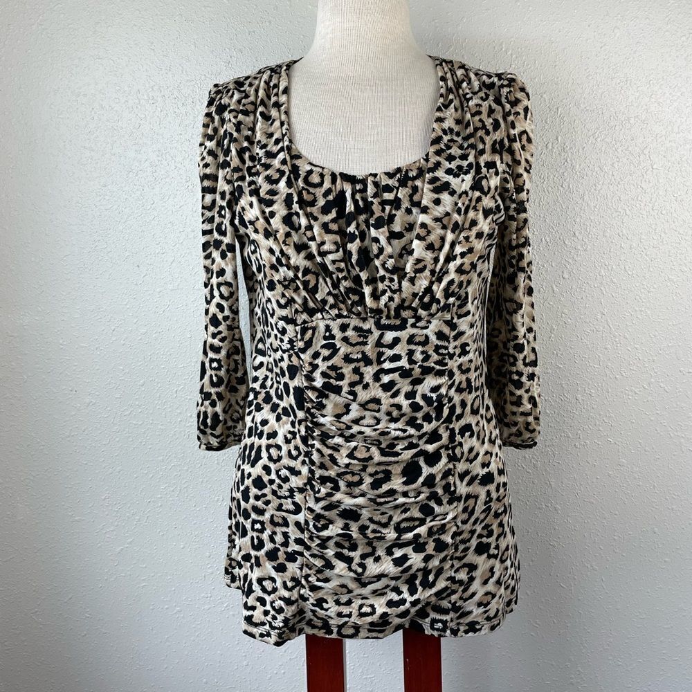 Style & Co Leopard Print Top Size L EUC - Picture 1 of 6